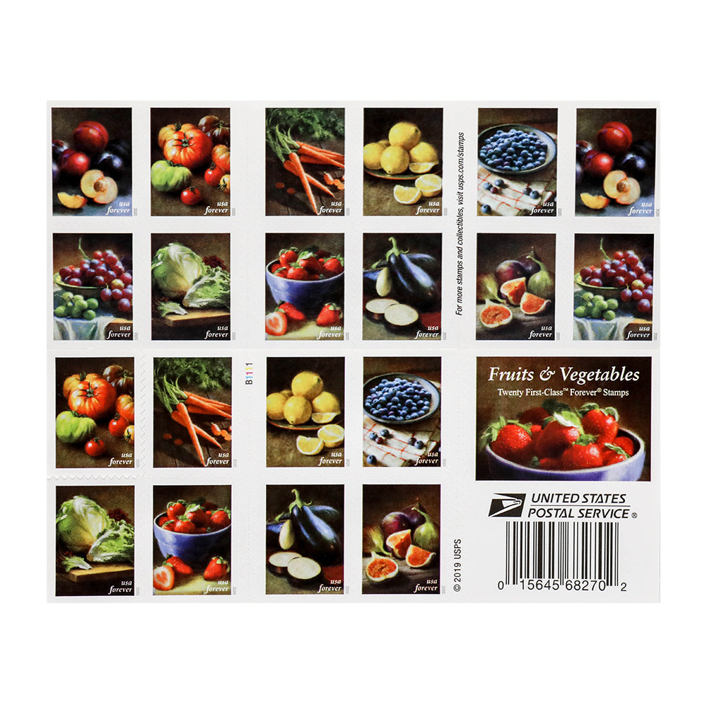 U.S. 2020 Fruits &amp; Vegetables Forever Stamps